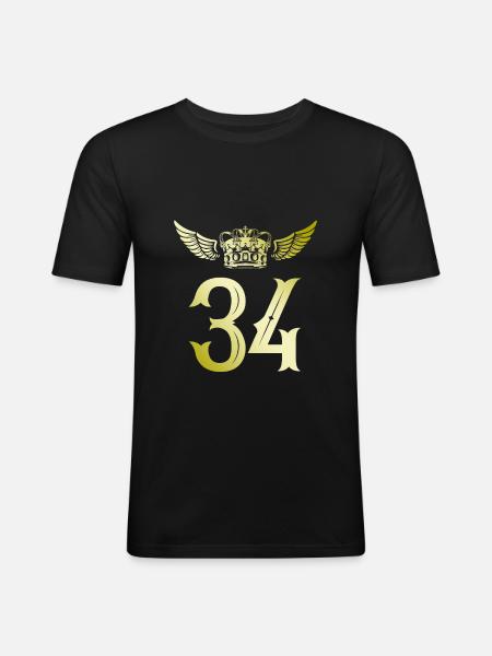 34 Couronne numérique - T-shirt près du corps Homme - noir