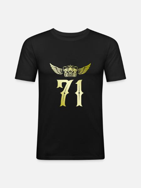 71 Zahl Krone - Männer Slim Fit T-Shirt - Schwarz