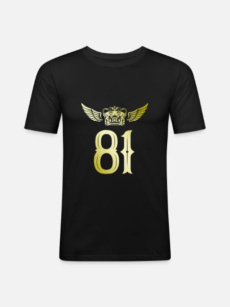 81 Number crown - Men's Slim Fit T-Shirt - black