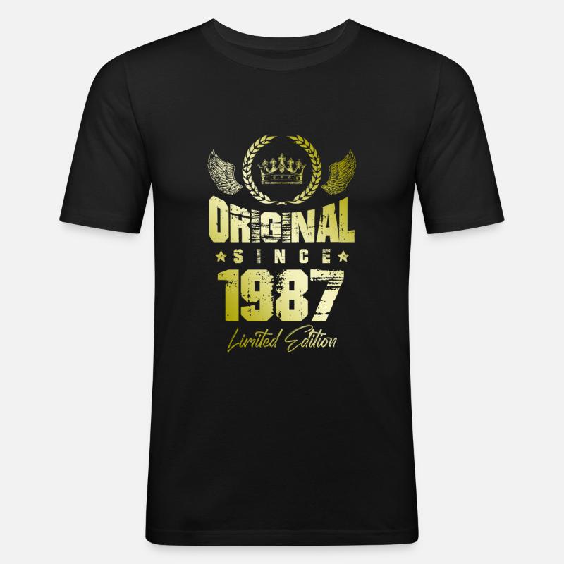 1987 limited edition - Männer Slim Fit T-Shirt - Schwarz
