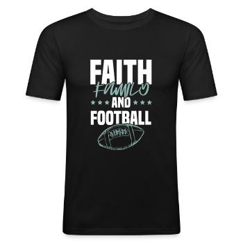 la foi et le football - T-shirt près du corps Homme - noir - Devant - Nik (191cm)