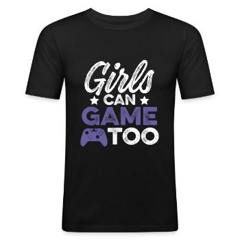 girl gamer girl - Men's Slim Fit T-Shirt - black - Front - Nik (191cm)