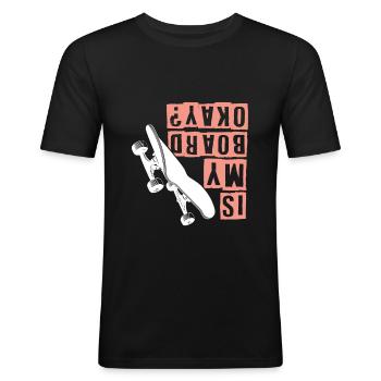 spruch skater skateboard - Männer Slim Fit T-Shirt - Schwarz - Vorne - Nik (191cm)