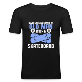 skateboard vieil homme - T-shirt près du corps Homme - noir - Devant - Nik (191cm)