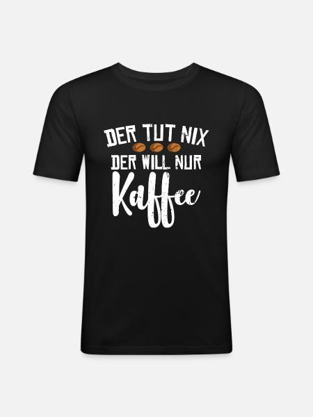 Kaffee - Männer Slim Fit T-Shirt - Schwarz