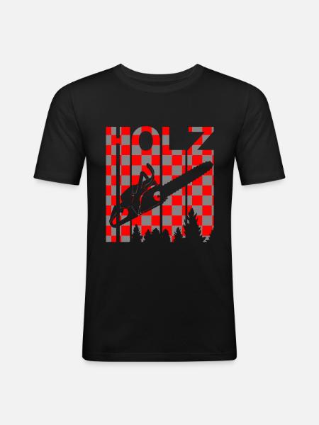 Bois bois cadeau - T-shirt près du corps Homme - noir