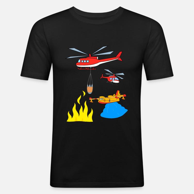 Fire fighter fire helicopter - Men's Slim Fit T-Shirt - black
