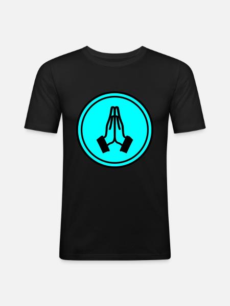 Praying hands circle - Men's Slim Fit T-Shirt - black