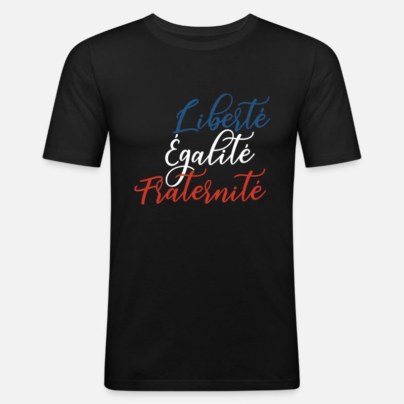 Liberté Égalité Fraternité - Männer Slim Fit T-Shirt - Schwarz
