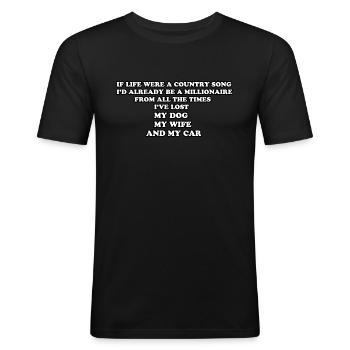 Country Blues Millionär - Männer Slim Fit T-Shirt - Schwarz - Vorne - Nik (191cm)