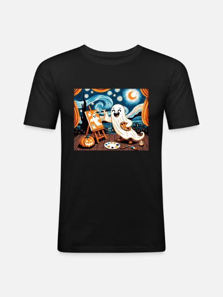 Van Ghost Art Teacher Halloween - Men's Slim Fit T-Shirt - black