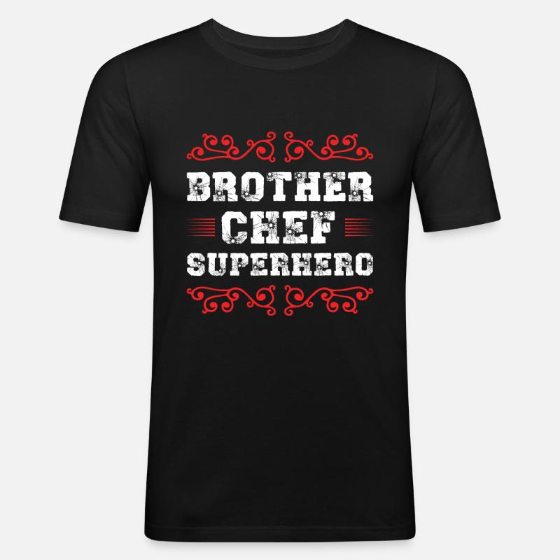 Bruder Chef Superheld - Männer Slim Fit T-Shirt - Schwarz