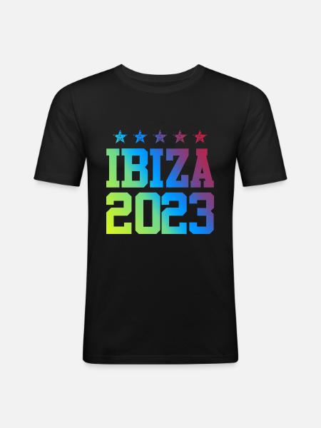Ibiza 2023 - Männer Slim Fit T-Shirt - Schwarz