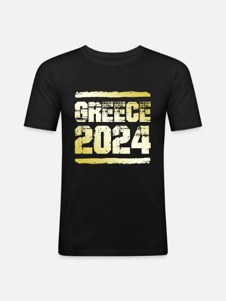 Grèce 2024 Or - T-shirt près du corps Homme - noir
