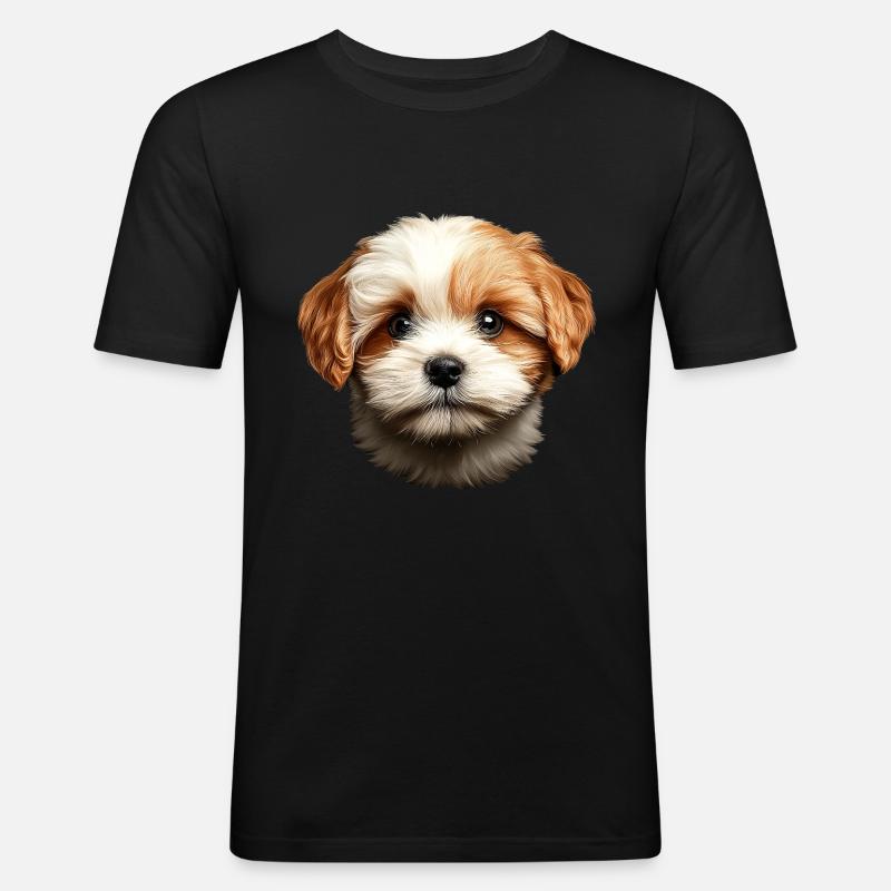 Lhasa Apso - Männer Slim Fit T-Shirt - Schwarz