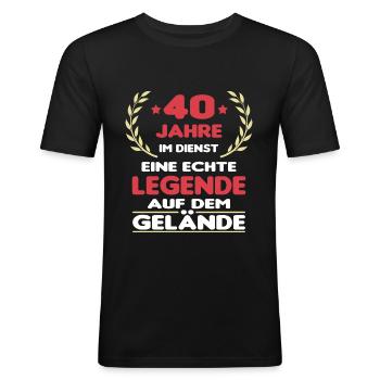 40 Jähriges Dienstjubiläum Arbeitsjubiläum - Männer Slim Fit T-Shirt - Schwarz - Vorne - Nik (191cm)