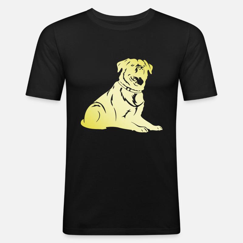 Rottweiler Hund Silhouette - Männer Slim Fit T-Shirt - Schwarz