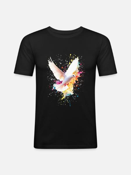 Weiße Taube - Männer Slim Fit T-Shirt - Schwarz