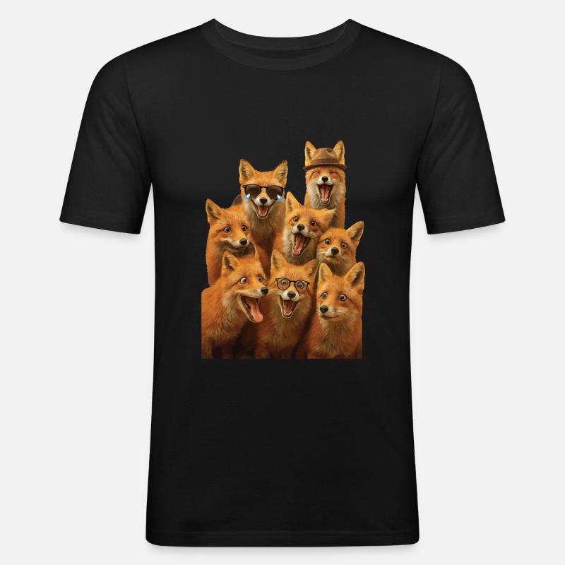 Fuchs - Männer Slim Fit T-Shirt - Schwarz