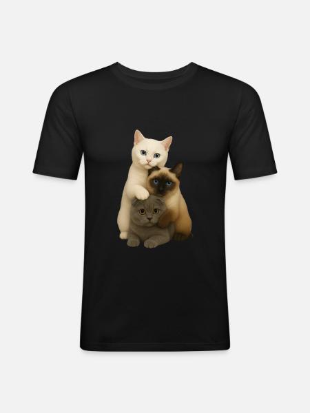 British Shorthair Siamese Fold - Men's Slim Fit T-Shirt - black