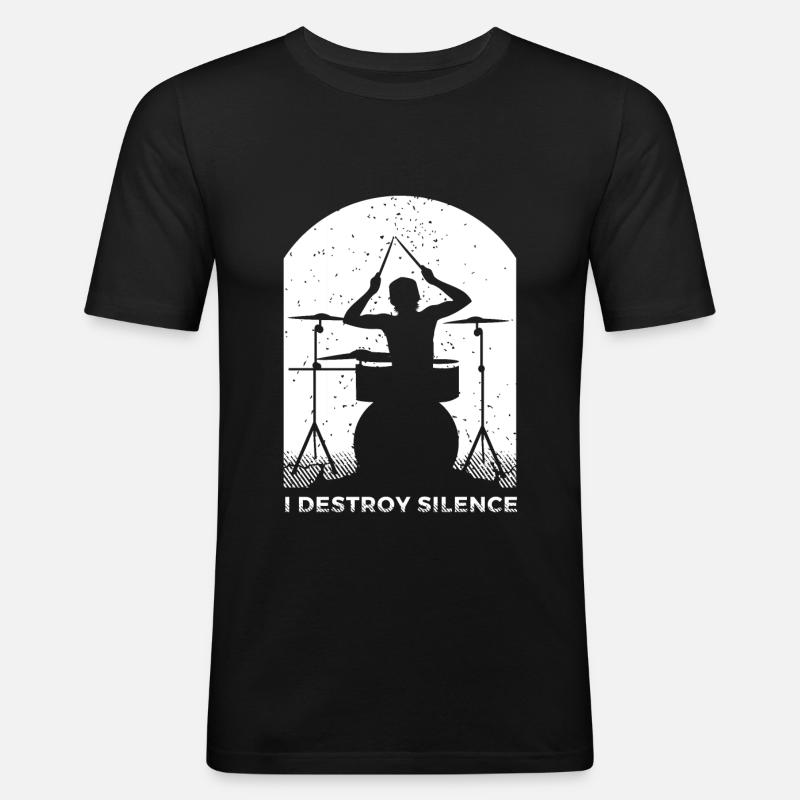 Drums Gift Drummer Percussion - Men's Slim Fit T-Shirt - black