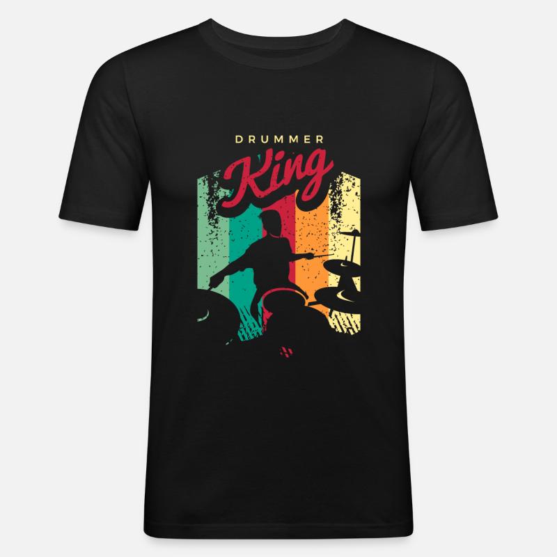 Drums Gift Drummer Percussion - Men's Slim Fit T-Shirt - black