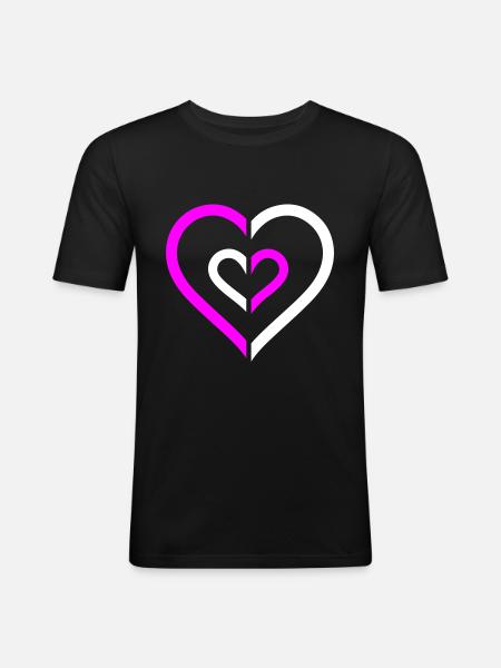 Herz Symbol Liebe - Männer Slim Fit T-Shirt - Schwarz