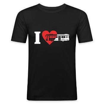 Bus Busfahrer Ich Liebe Busse Geschenk - Männer Slim Fit T-Shirt - Schwarz - Vorne - Nik (191cm)