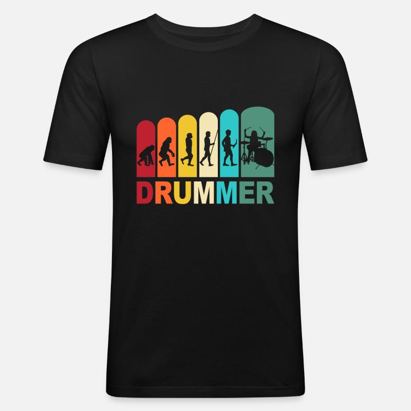 Drummer Evolution Schlagzeuger Schlagzeug Drums - Männer Slim Fit T-Shirt - Schwarz