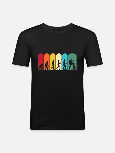 Gitarrist Evolution Gitarre Retro - Männer Slim Fit T-Shirt - Schwarz