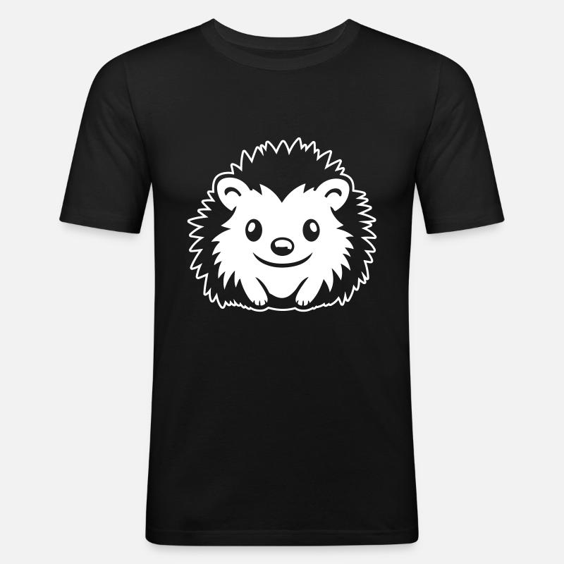 Hedgehog Comic Cute - Men's Slim Fit T-Shirt - black