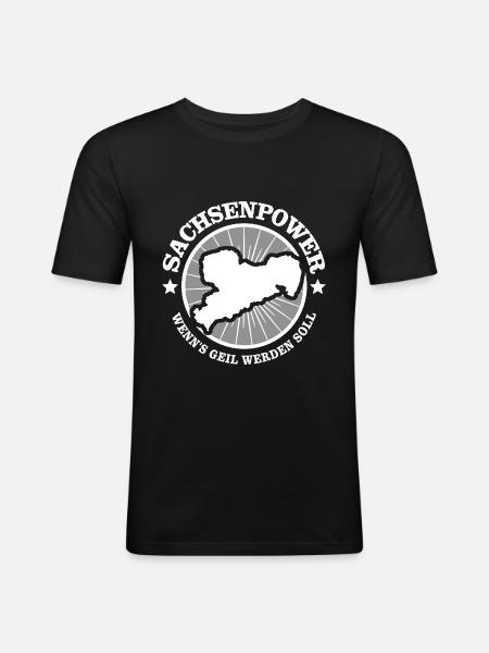 Sachse Sachsen Geil Spruch - Männer Slim Fit T-Shirt - Schwarz