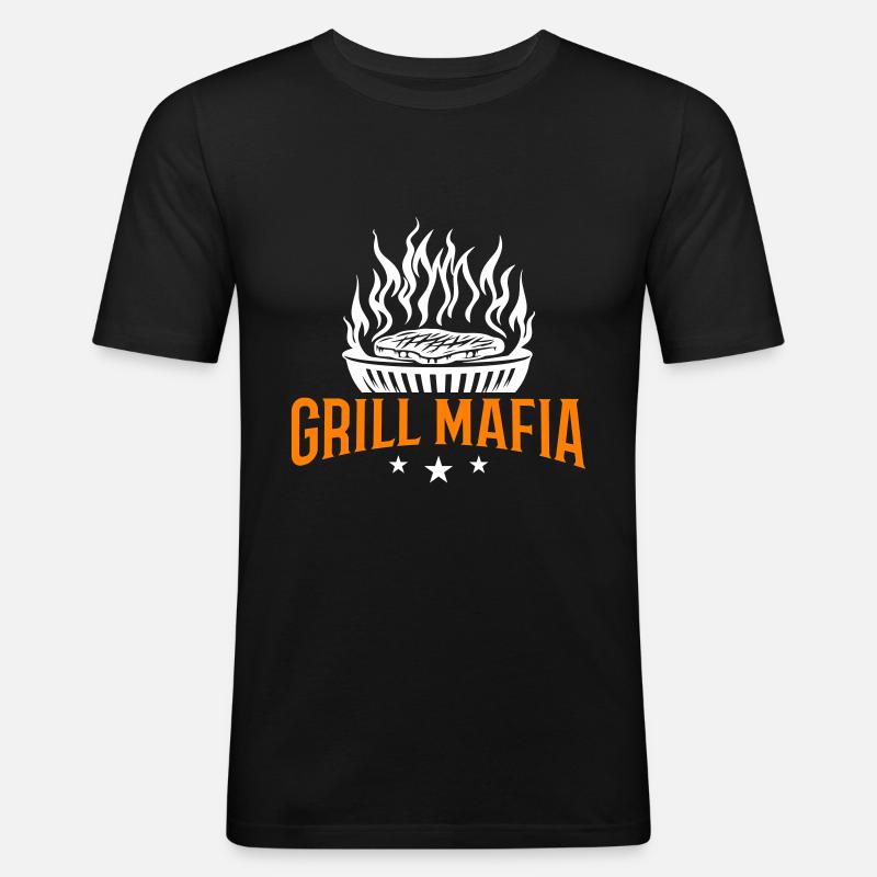 Grill Mafia Grillen - Männer Slim Fit T-Shirt - Schwarz