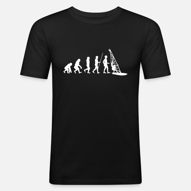 Windsurfer Windsurfing Evolution white - Men's Slim Fit T-Shirt - black
