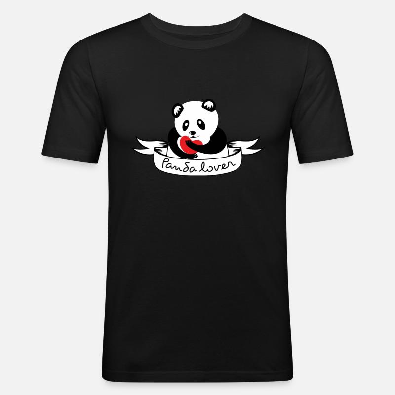 Ich liebe Panda - Männer Slim Fit T-Shirt - Schwarz