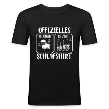 Offizielles Schlafshirt Motorsäge - Männer Slim Fit T-Shirt - Schwarz - Vorne - Nik (191cm)