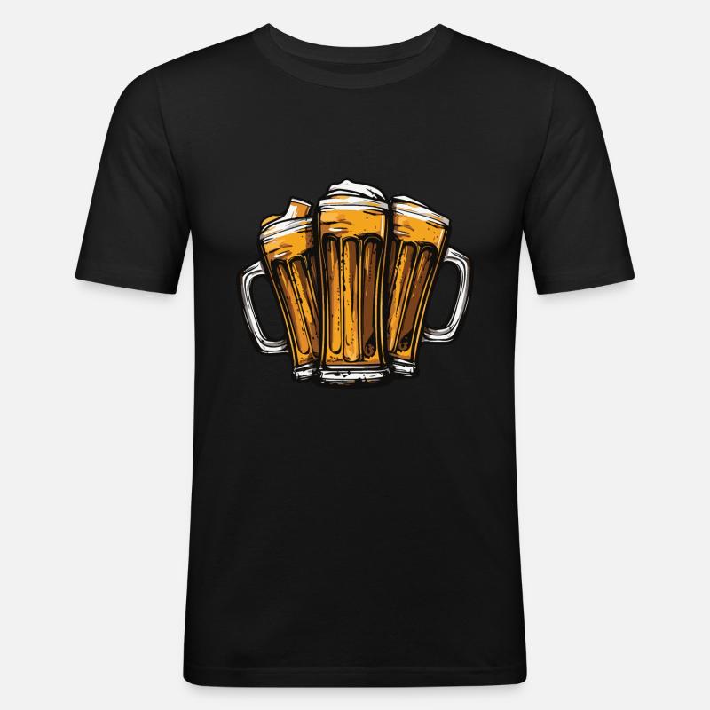 Bier Team Biergläser - Männer Slim Fit T-Shirt - Schwarz