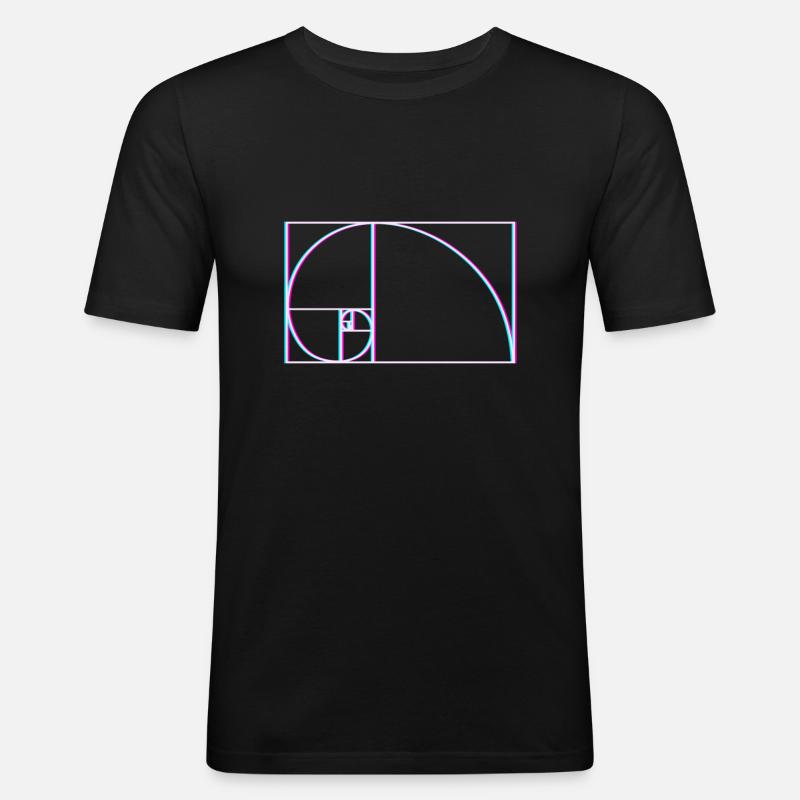 Fibonacci Spirale Glitch - Männer Slim Fit T-Shirt - Schwarz