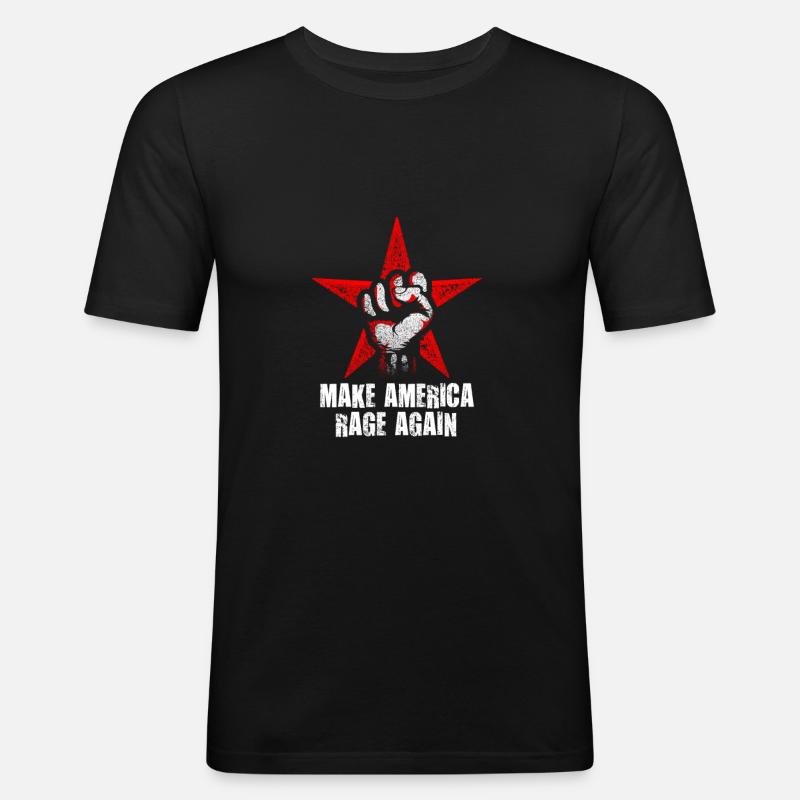 Make Amerika Rage Again - Männer Slim Fit T-Shirt - Schwarz