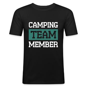 Équipe de camping - T-shirt près du corps Homme - noir - Devant - Nik (191cm)