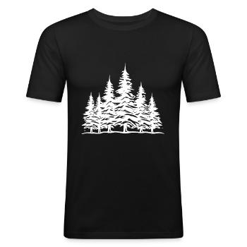 Wald Bäume - Männer Slim Fit T-Shirt - Schwarz - Vorne - Nik (191cm)
