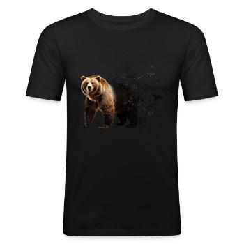Tragen - Männer Slim Fit T-Shirt - Schwarz - Vorne - Nik (191cm)