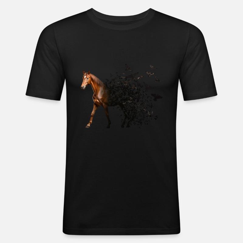 Pferd - Männer Slim Fit T-Shirt - Schwarz