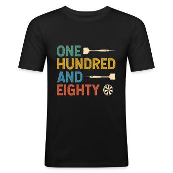 Dart Dartspieler 180 Darts Darten Sprüche - Männer Slim Fit T-Shirt - Schwarz - Vorne - Nik (191cm)