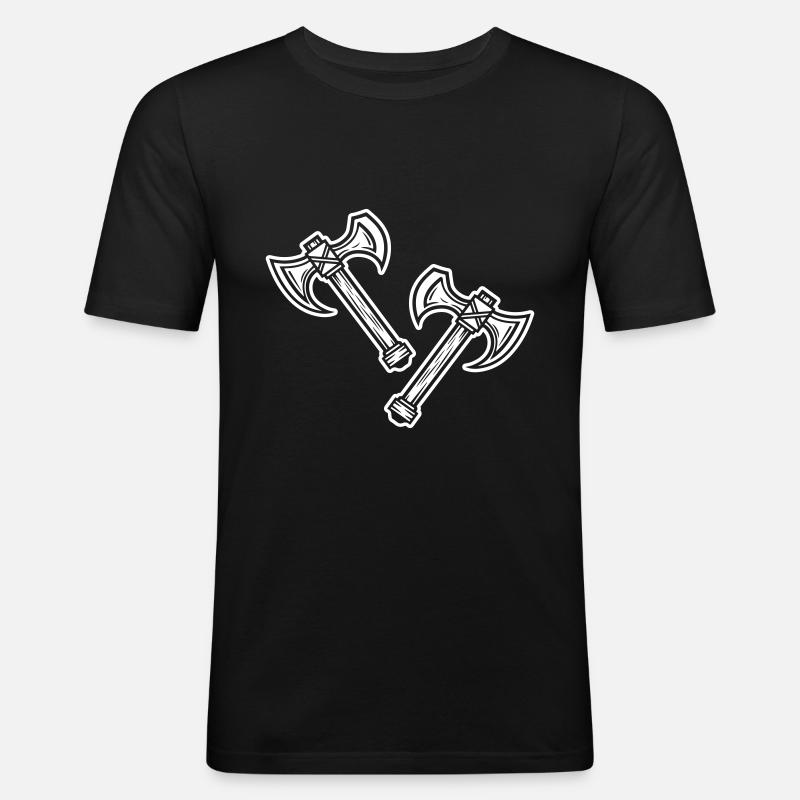 Axt Element - Männer Slim Fit T-Shirt - Schwarz