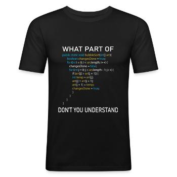 Programmierer Spruch Informatiker Geschenkidee - Männer Slim Fit T-Shirt - Schwarz - Vorne - Nik (191cm)