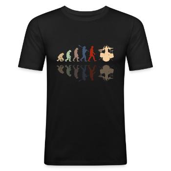 Evolution de l’homme Drums Band Retro Vintage Drummer - T-shirt près du corps Homme - noir - Devant - Nik (191cm)