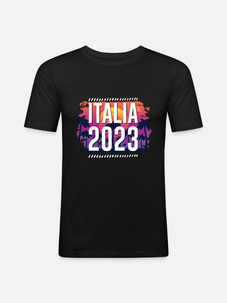 Italia 2023 - Männer Slim Fit T-Shirt - Schwarz