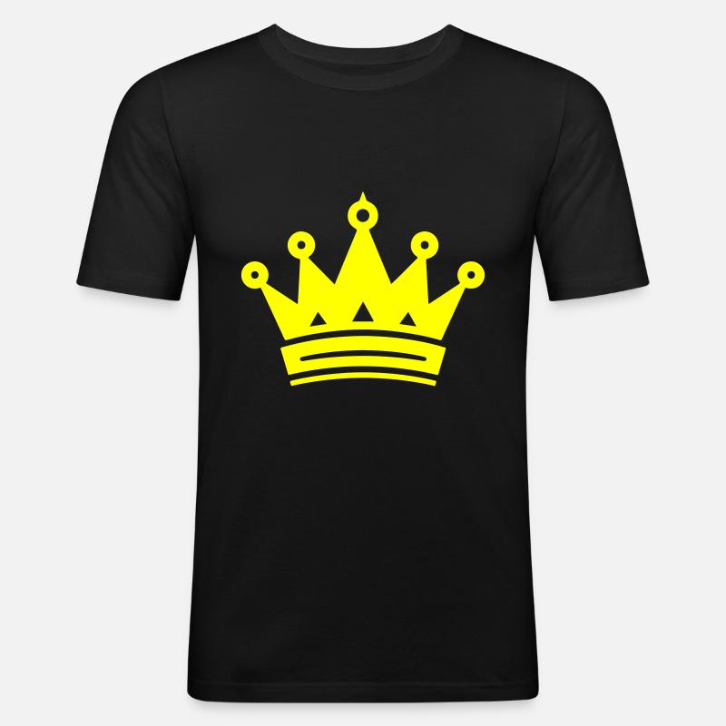 Krone Symbol - Männer Slim Fit T-Shirt - Schwarz