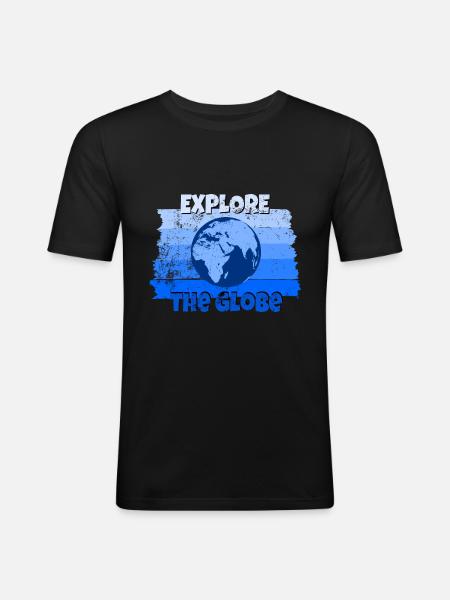 Weltreise - Männer Slim Fit T-Shirt - Schwarz